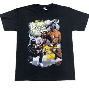 Tupac eazy-E Nipsey Kobe legends never die tshrit  black cotton tee unisex rap
